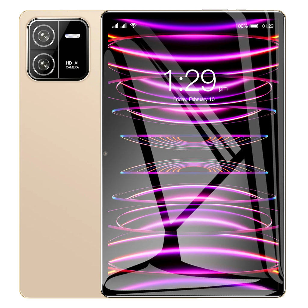 10.1" Ultra-Thin Android Tablet - Dual AI Cameras 8GB+256GB Memory, FHD IPS Touchscreen, 5G WiFi 6 Support, GPS Face ID