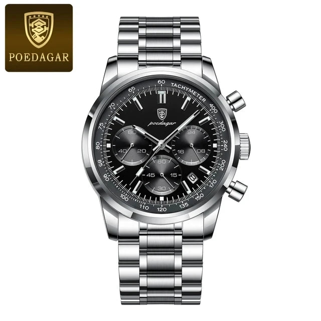 POEDAGAR 921 New Luxury Men Watch Waterproof Luminous Chronograph Date Stainless Steel Watch for Men Quartz Men's Watches Reloj