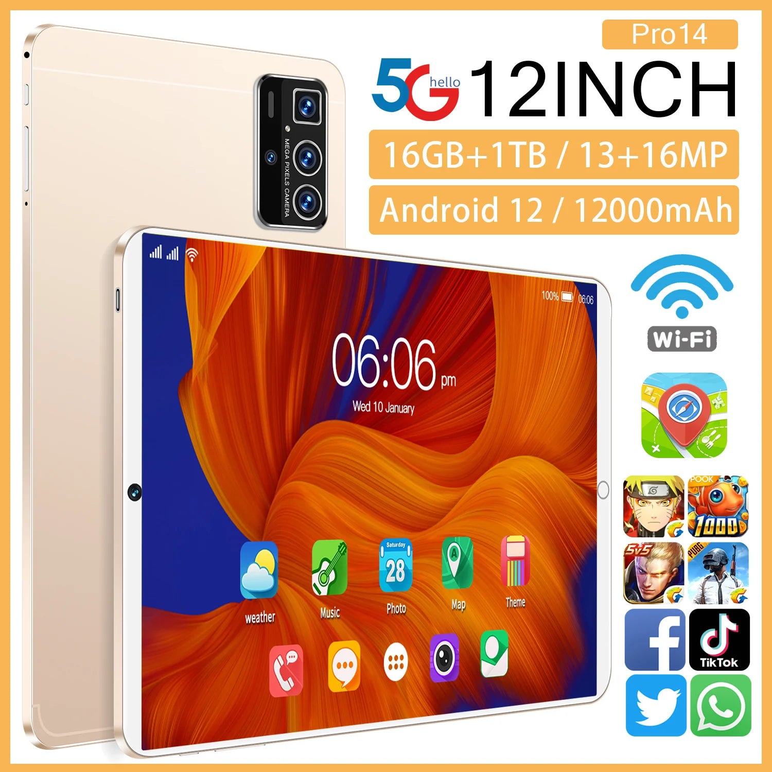 2024 Smart 5G Tablet the Ultimate Device With 8GB RAM and 256GB Storage for Office and Leisure
