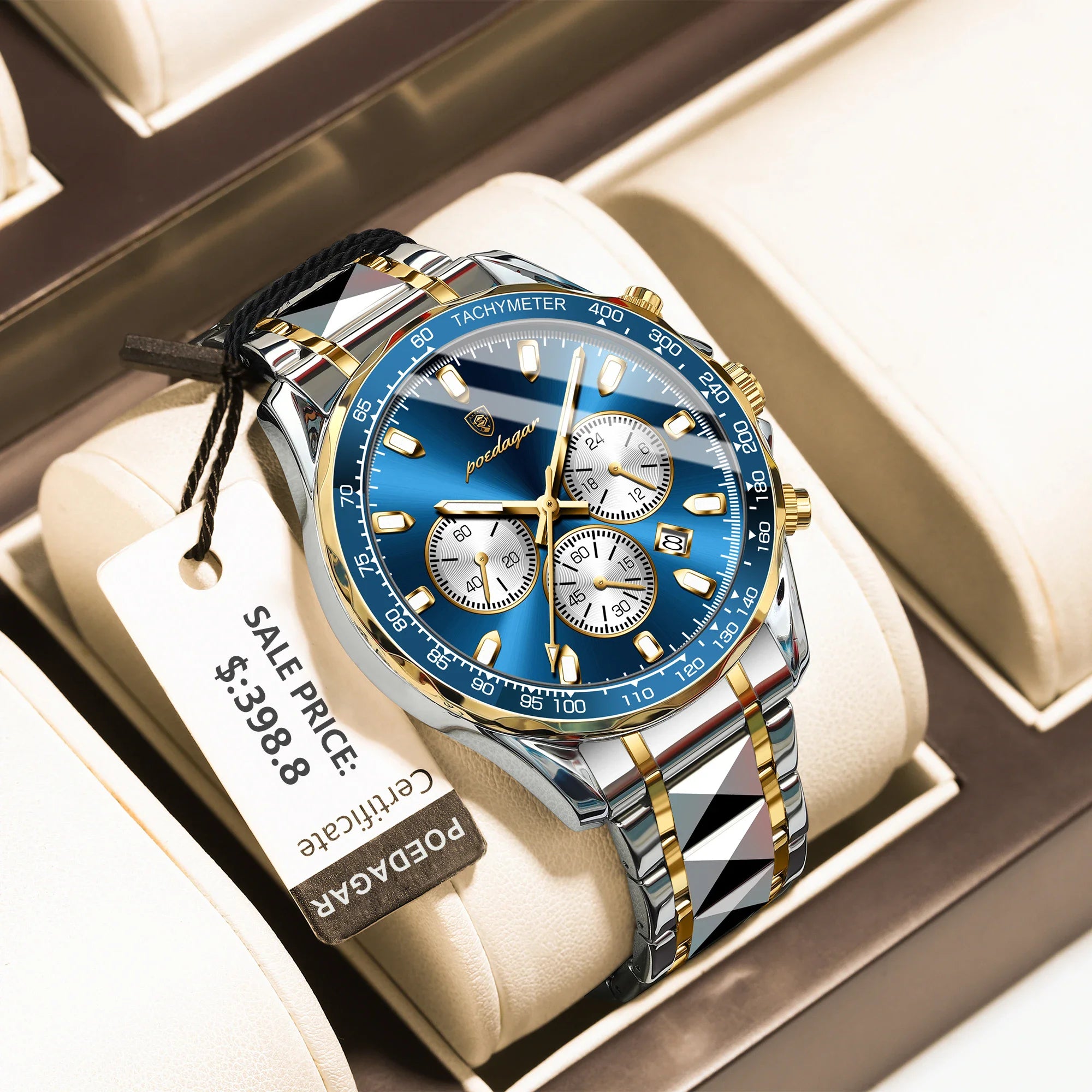 POEDAGAR Sports Watch Wrist Men Stainless Steel Quartz Watches Waterproof Luminous Date Chronograph Men's Watches Reloj Clock
