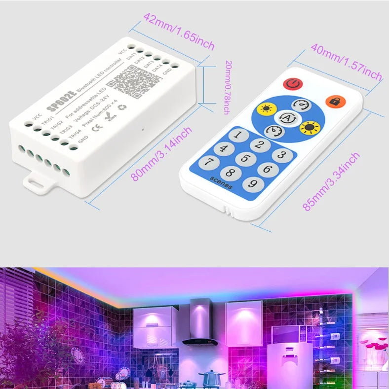 Glite Hot Selling SP602E 4CH Output Smart Home Pixel Led Controller DC5-24V Addressable Remote WS2811/2815 LED Strip IOS Android