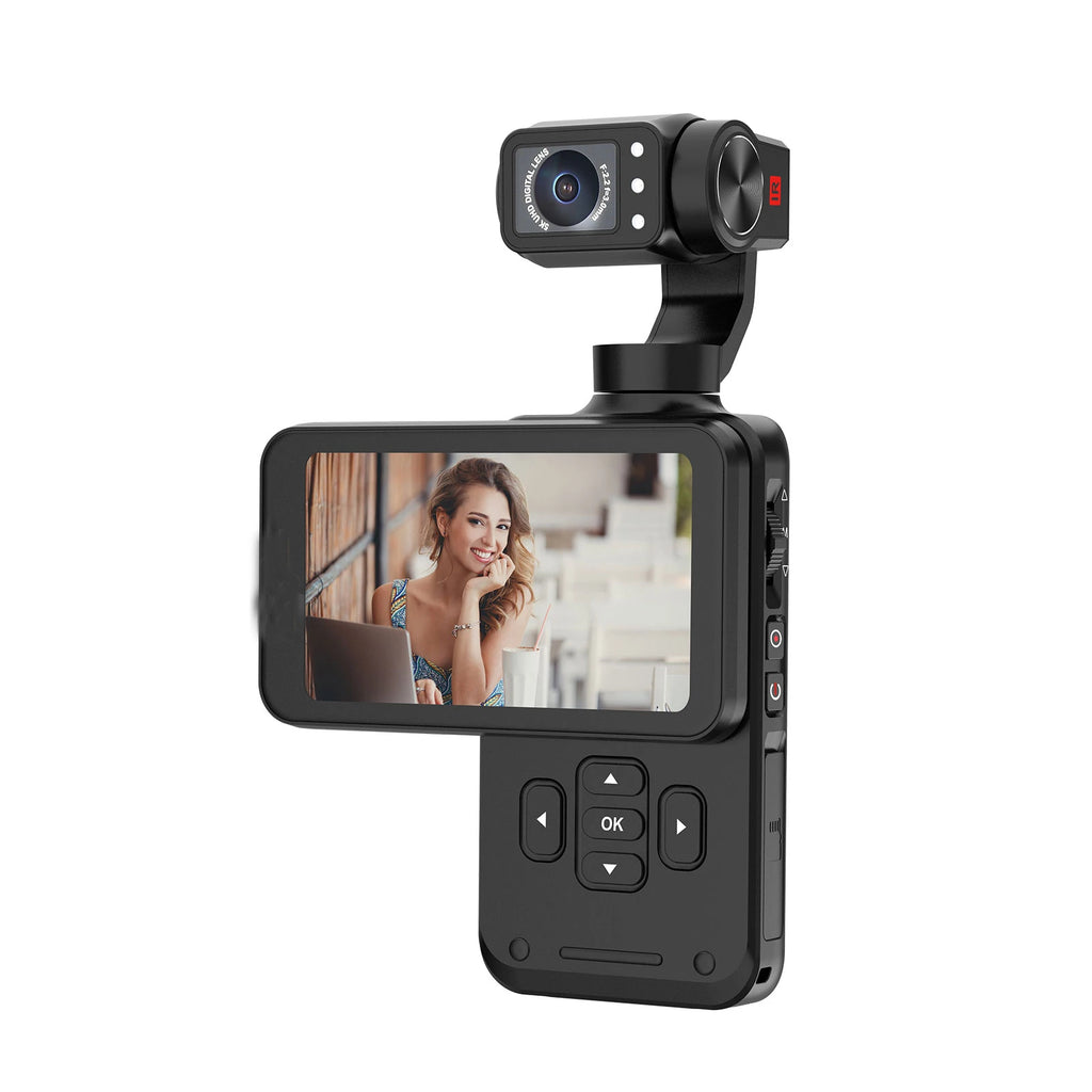 pocket 3 Mini HD Video Camcorder with 5K Recording, 3.5 Inch IPS Display, Optical Zoom, Night Shot, Stabilizer and WiFi
