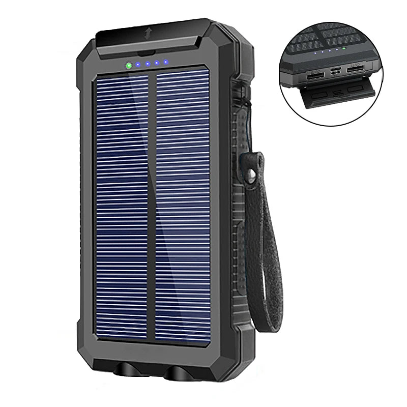 Best Seller Solar Power Bank Type-c 30000mah Dual Usb Solar Panel Phone Charger Outdoor Waterproof Portable Power Station
