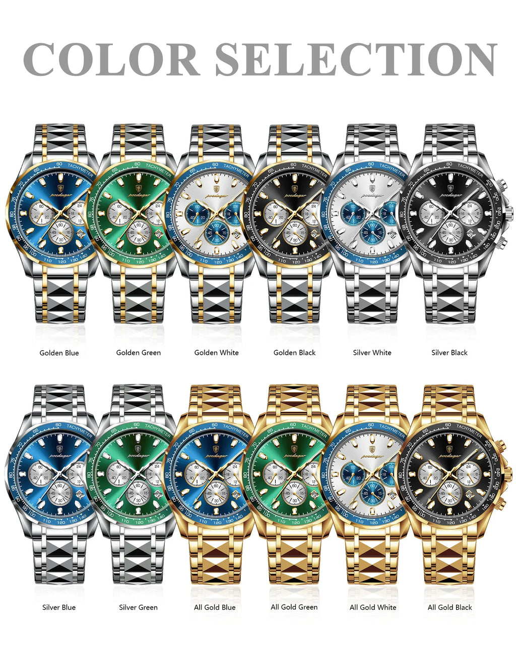 POEDAGAR Sports Watch Wrist Men Stainless Steel Quartz Watches Waterproof Luminous Date Chronograph Men's Watches Reloj Clock