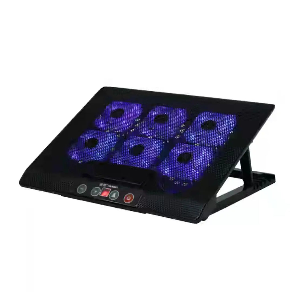 NUOXI 6 Fans Plastic Laptop Cooling Pad with Speed Control Lift Height Adjustable for up to 17'' Inch Laptops
