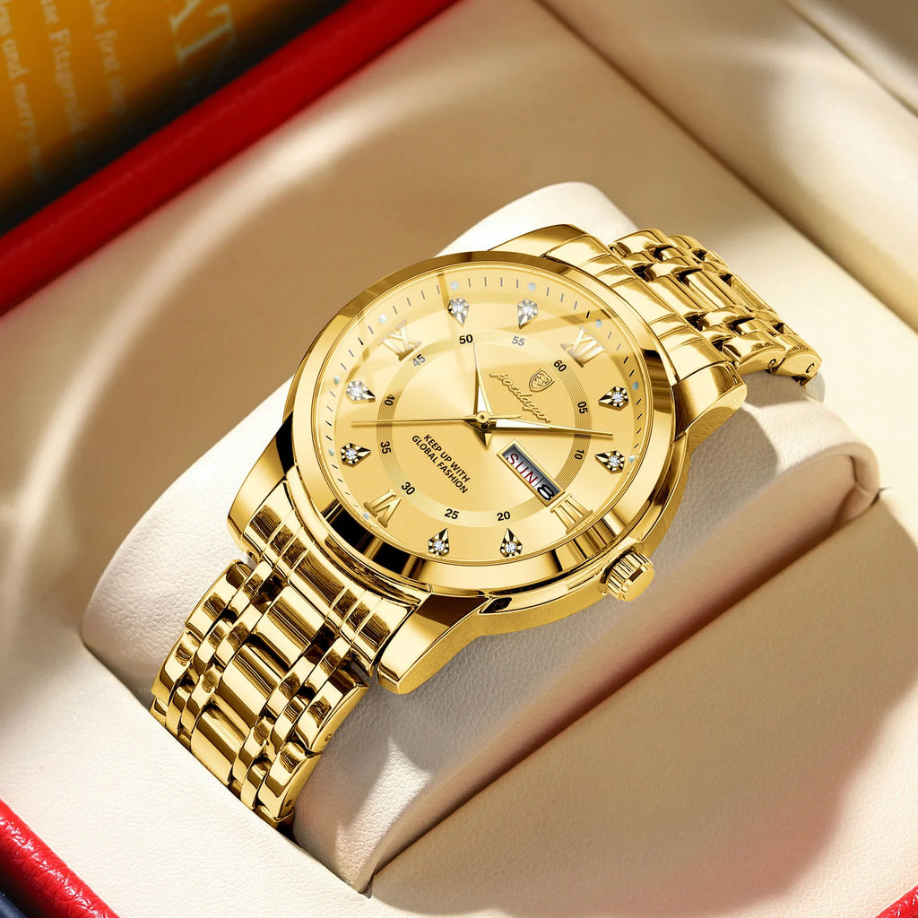 POEDAGAR Watch for Man Elegant Date Week Waterproof Luminous Men Watch Quartz Stainless Steel Sports Men's Watches Reloj 936