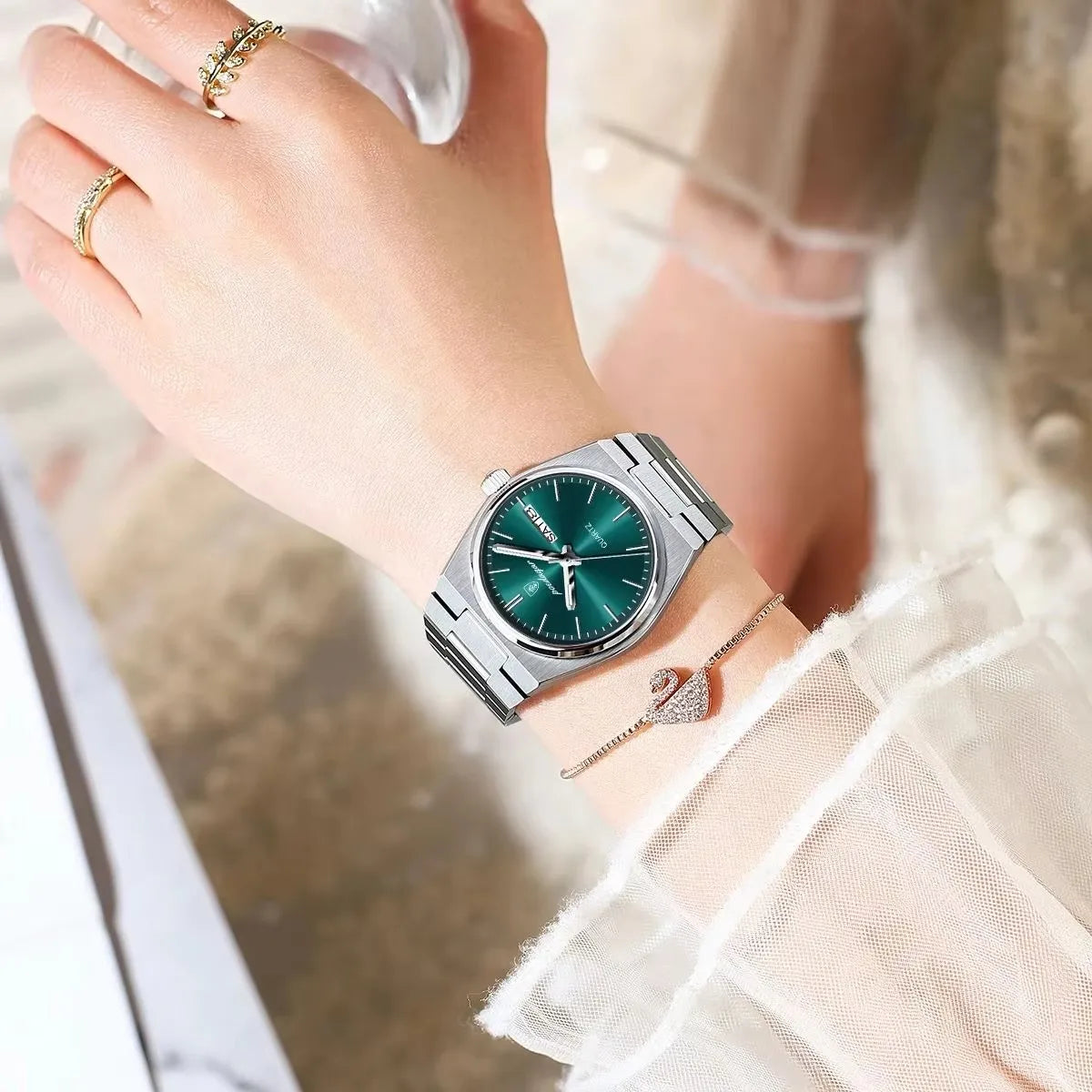 POEDAGAR 786 Luxury Watch Woman Ladies Elegant Quartz Watch Waterproof Luminous Date Week Stainless Steel Women's Watches Clock
