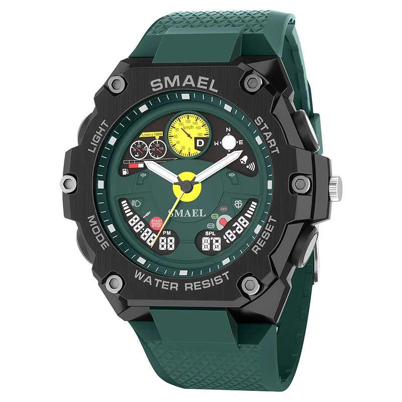 SMAEL 8092 New Design Trending Dual Time Sport Watch Analog Digital Watches for Men Alarm Luminous Calendar for Men's Watches