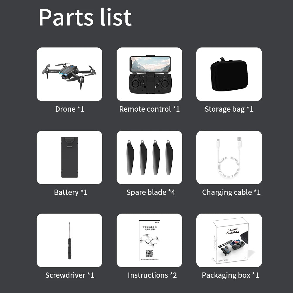 E99 MAX Drone Brushless Motor 4K Dual Camera WIFI FPV Aerial Photography RC Helicopter Foldable Quadcopter Mini Dron Profesional