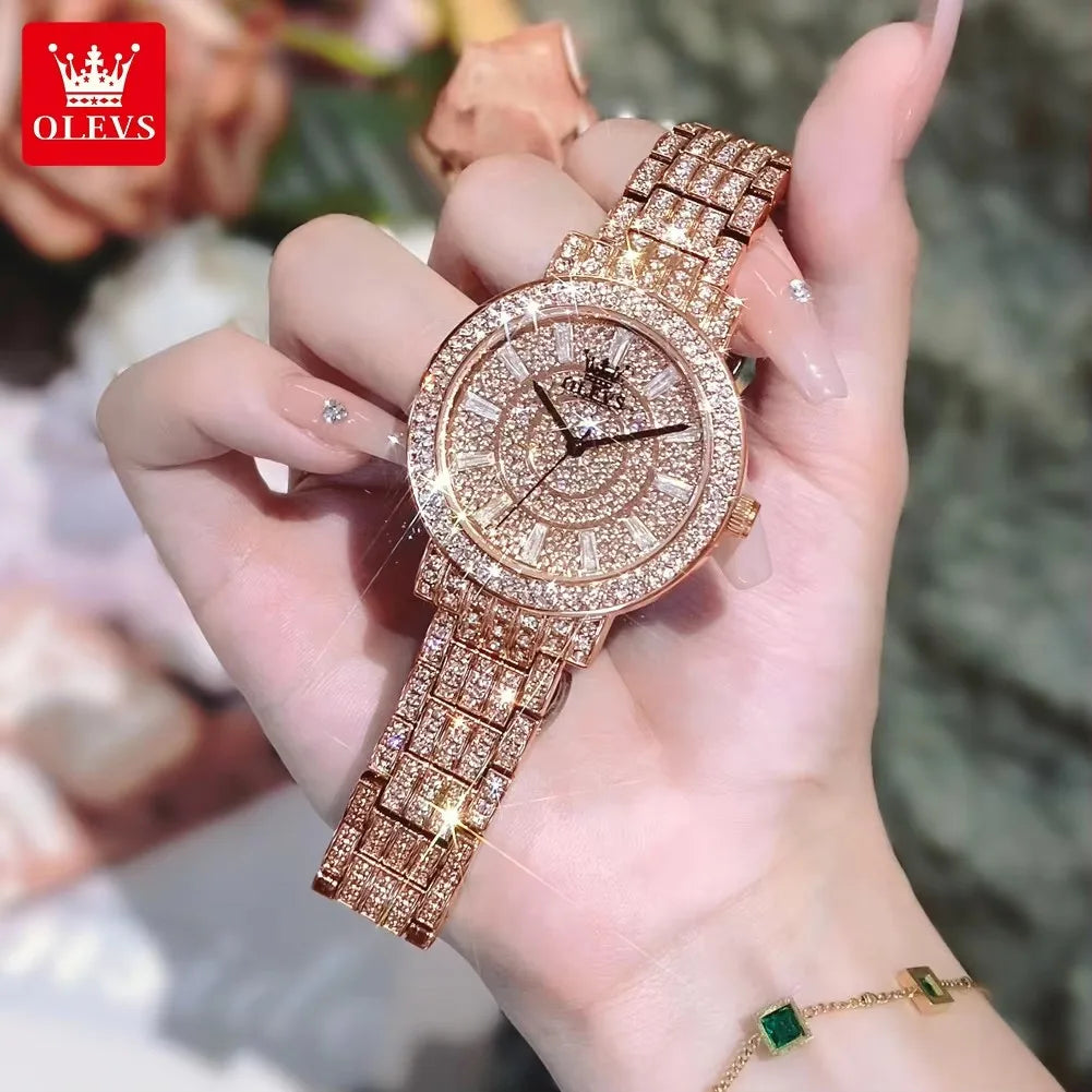 OLEVS 9904 2024 New Women's Watches Diamond Watch for Ladies Waterproof Stainless Steel Original Quartz Wristwatch