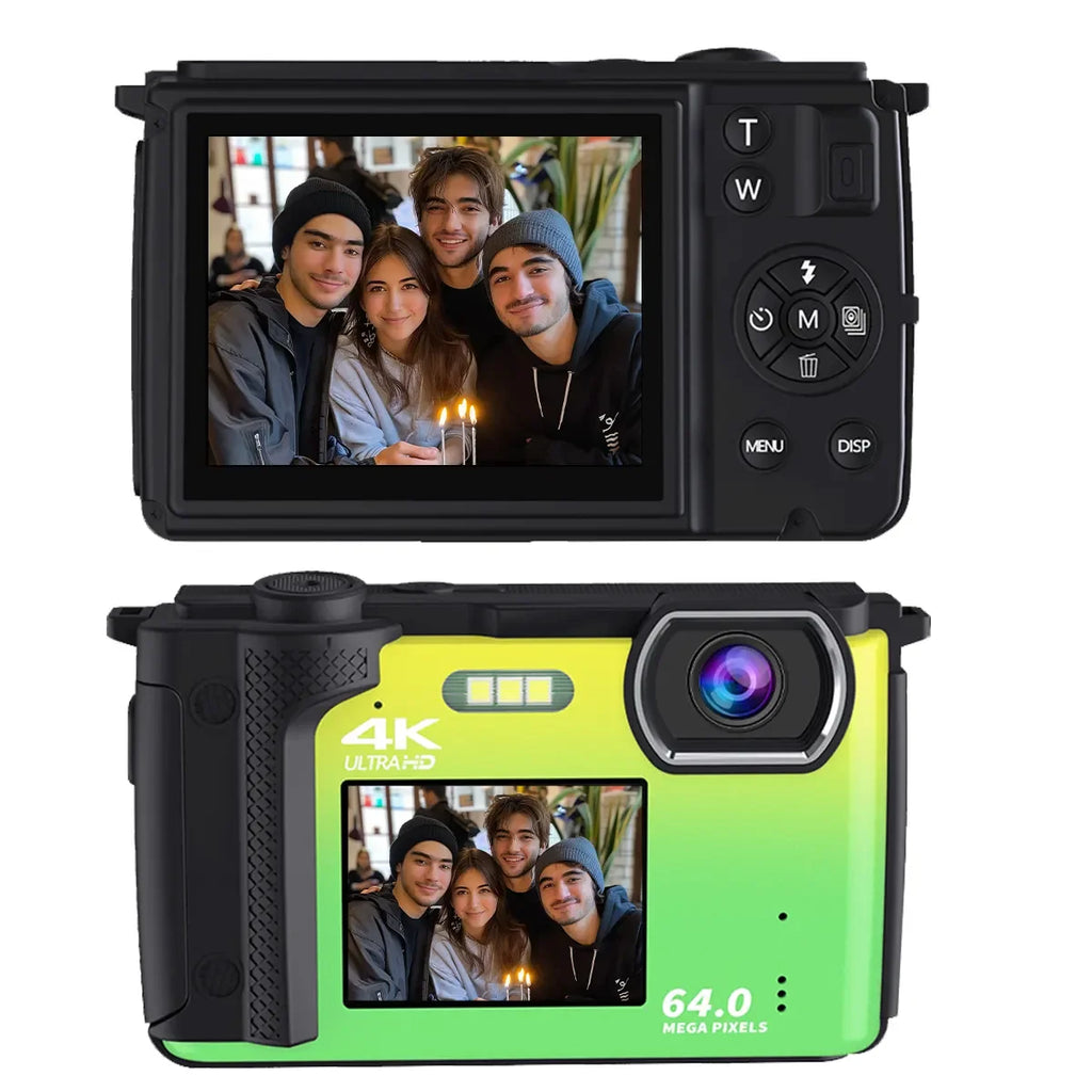T Newest 4K HD Digital Camera 2.8+2.0'' Dual IPS Screen Auto Focus 16X Digital Zoom Webcam Wifi Vlog Camera for Photography