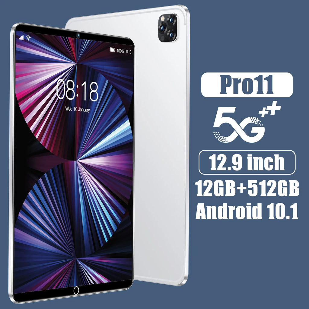 Pro11 12.9-Inch Tablet with 12GB+512GB 5G Dual Sim GPS 8MP+13MP Cameras MTK Processor for Students and Business Factory New