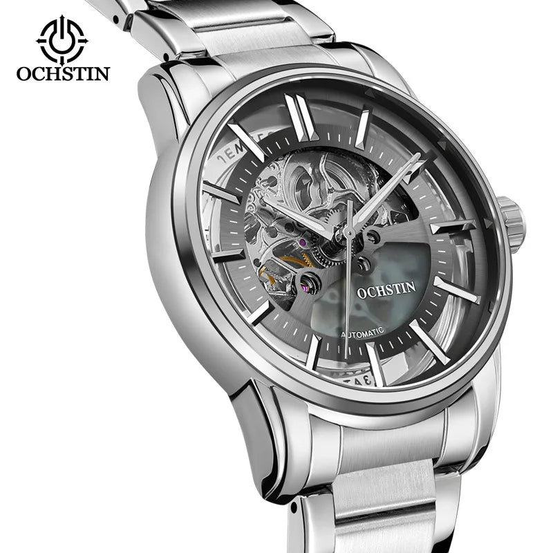 OCHSTIN 7010B Mechanical Outdoor Waterproof Hollow Out Dial Men's Watches Automatic Movement Luminous Hands Wristwatch for Male