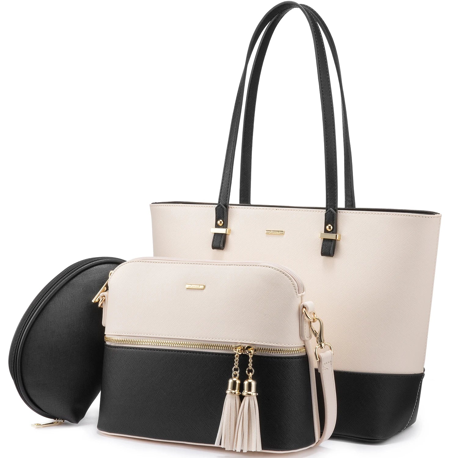 LOVEVOOK Wholesale Boutiques Luxury High Quality PU Material 3 Pieces Handbag Sets Shoulder Bag Wallet Ladies Women Handbags