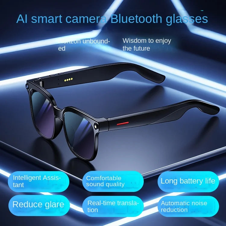 Smart Photography Sunglasses-IPX-6 Waterproof for Voice Call 1080p Video Touch Control Wireless Charging for Tr90 Glasses