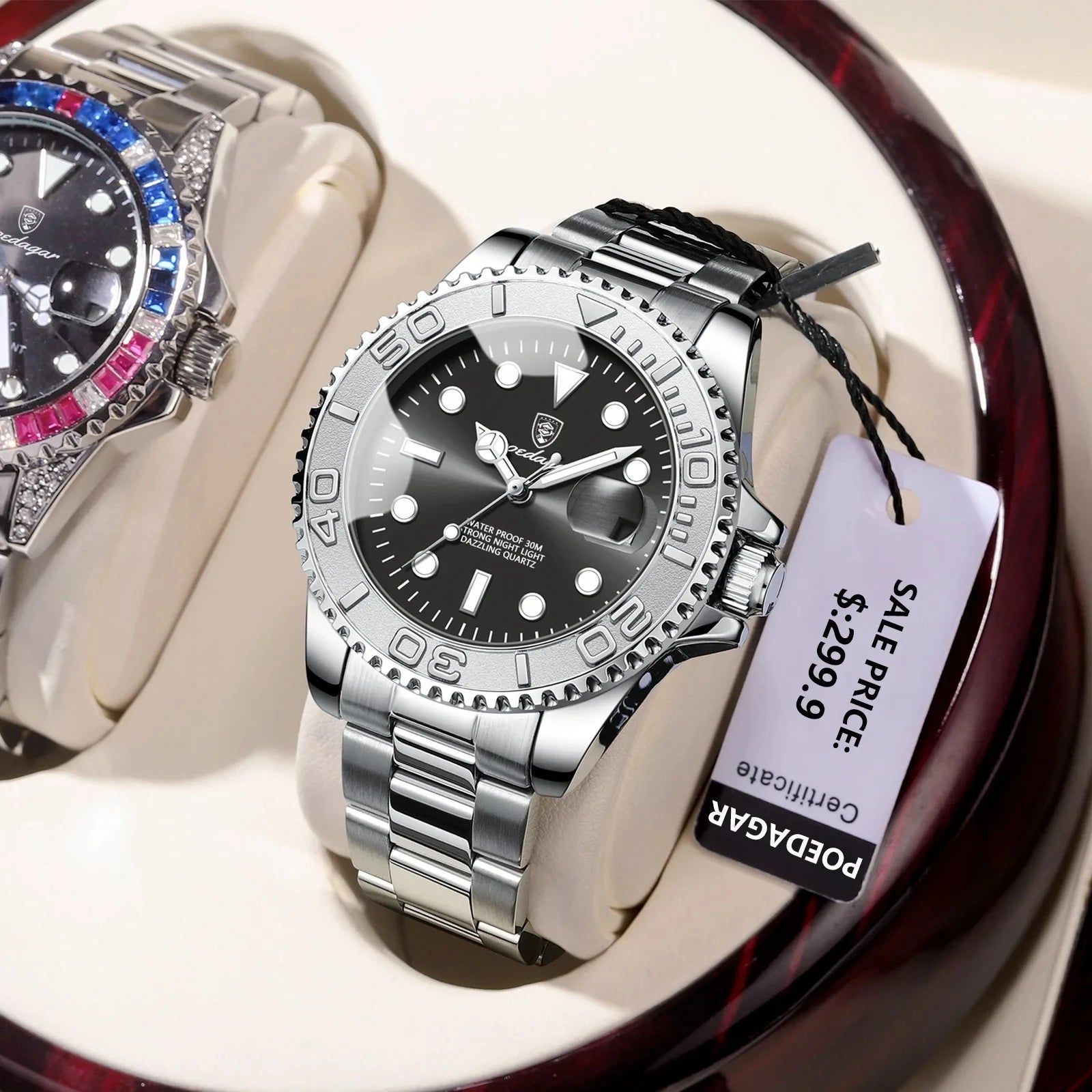 POEDAGAR Luxury Men Watch Business Quartz Watches Sports Waterproof Luminous Date Stainless Steel Men's Watches