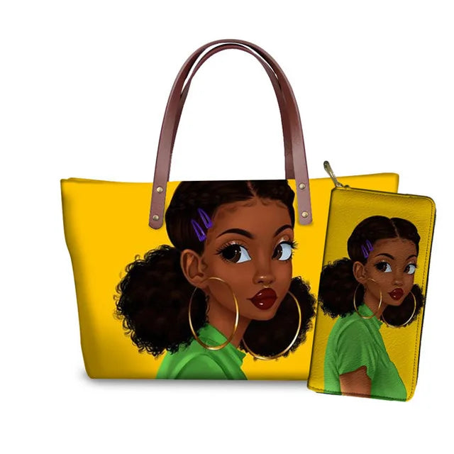 Young Ladies Handbags Black Art American African Girls Printed Popular Hand Bags Women Handbags Lady Fashion Designers Handbags