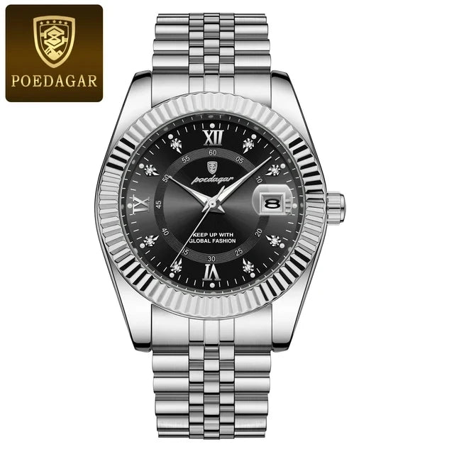 POEDAGAR 910 New Luxury Sport Wrist Watch for Man Waterproof Luminous Date Men Watch Quartz Stainless Steel Men's Watches Reloj