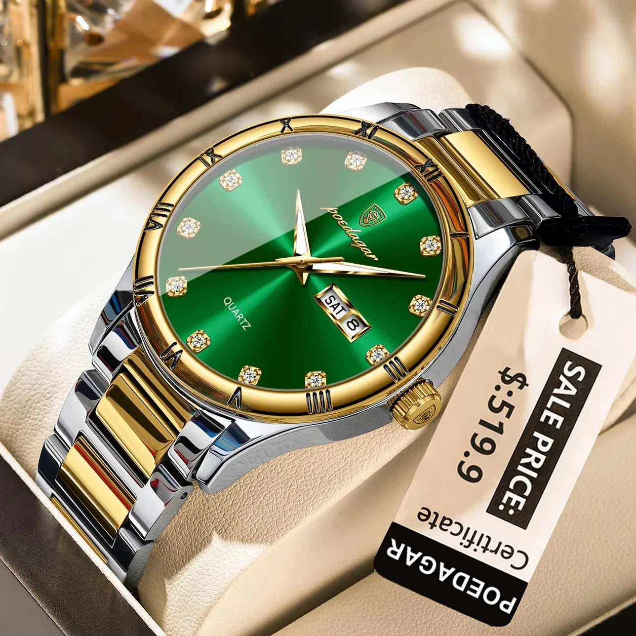 POEDAGAR 878 Stainless Steel Belt Sports Quartz Men's Watches Luxury Men Wristwatch Waterproof Luminous Hands Original Man Watch