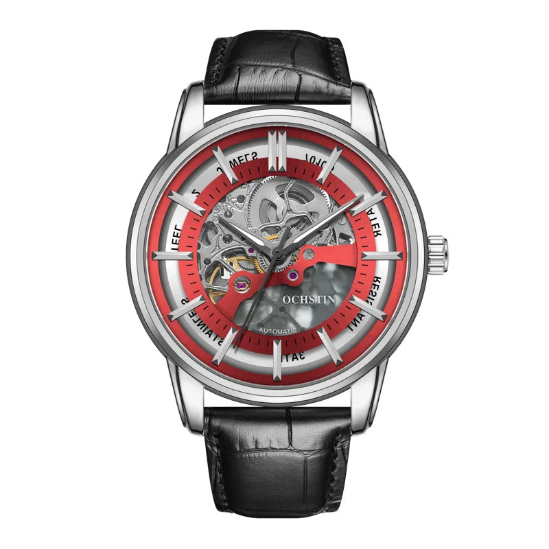 OCHSTIN 7010A GA7010A Hollow Out Wristwatch Waterproof Fashion Men's Watches Mechanical Automatic Genuine Leather Business Clock