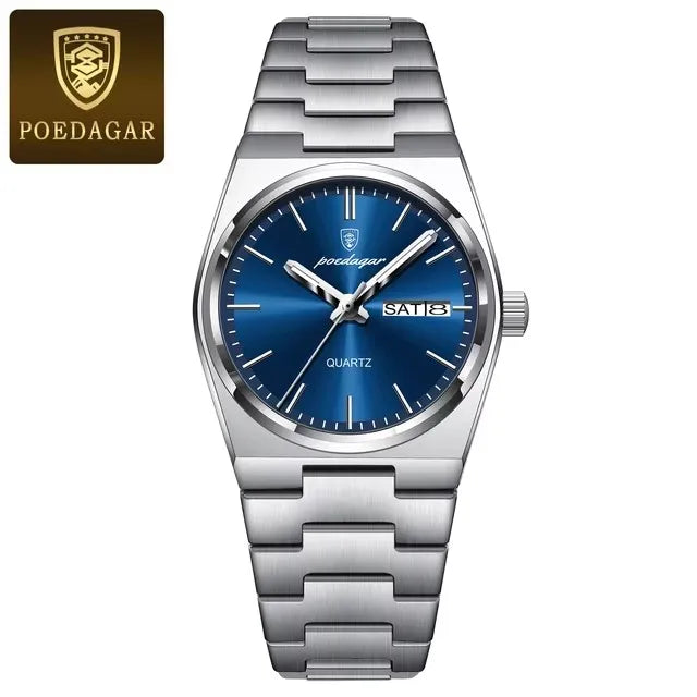 POEDAGAR 786 Ladies Wristwatch Waterproof Luminous Date Week Women's Watches Female Simple Stainless Steel Women Quartz Watch