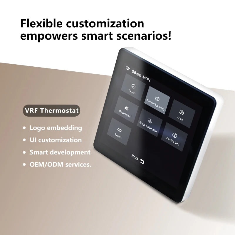 2025 4 Inch Smart Home Automation Central air Conditioning Thermostat Fluorine Machine Controller Fan Coil Touch Screen