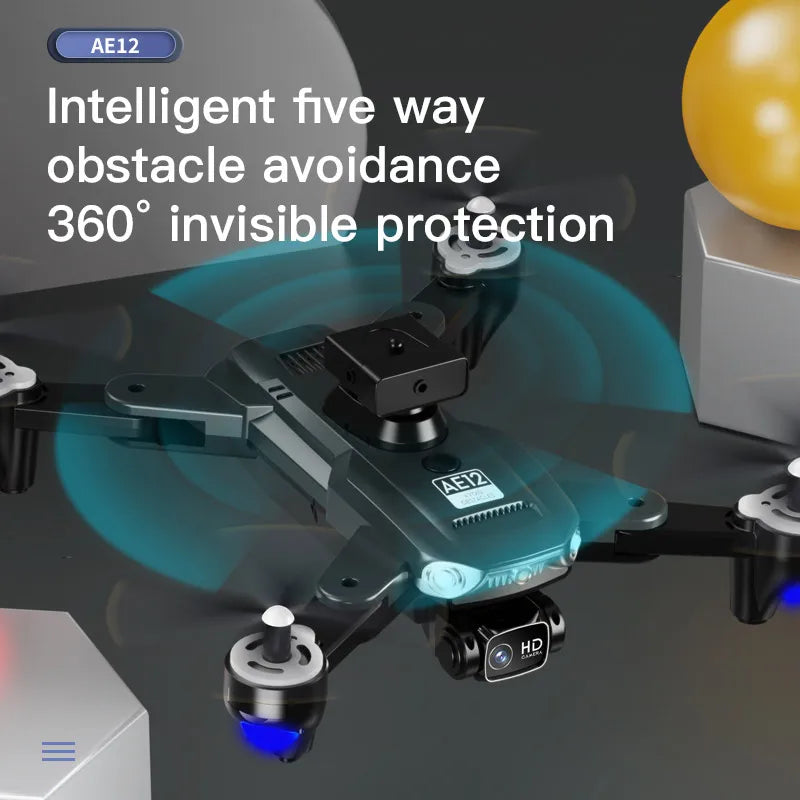 AE12 Foldable RC Quadcopter Drone 4K Dual Camera WIFI FPV Remote Control Altitude Hold 20-Minute Flight Time 100-Meter Range