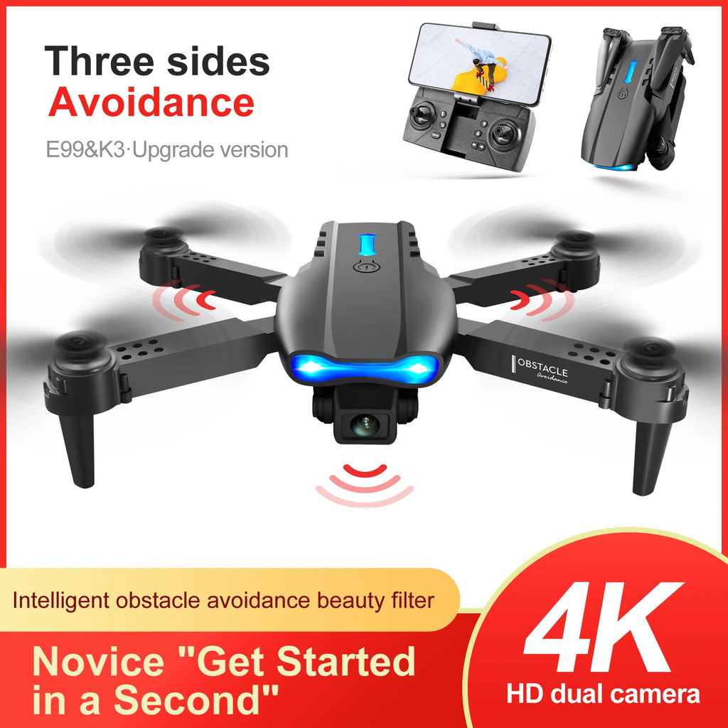 E99 Drone PRO Mini 4K HD Camera WIFI FPV Obstacle Avoidance Foldable RC Quadcopter Helicopter K3