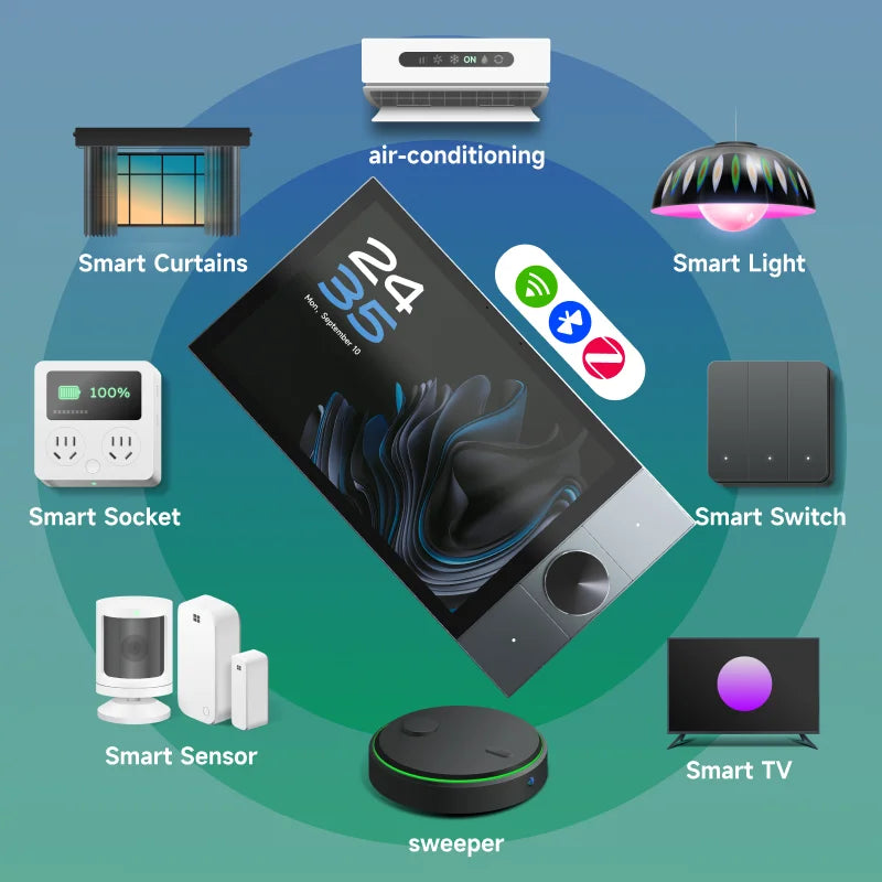 For for Smart Life 10" IPS Touch Panel WiFi Smart Wall Switch Temperature-controlled Knob Supports Visual Doorbell Smart Camera
