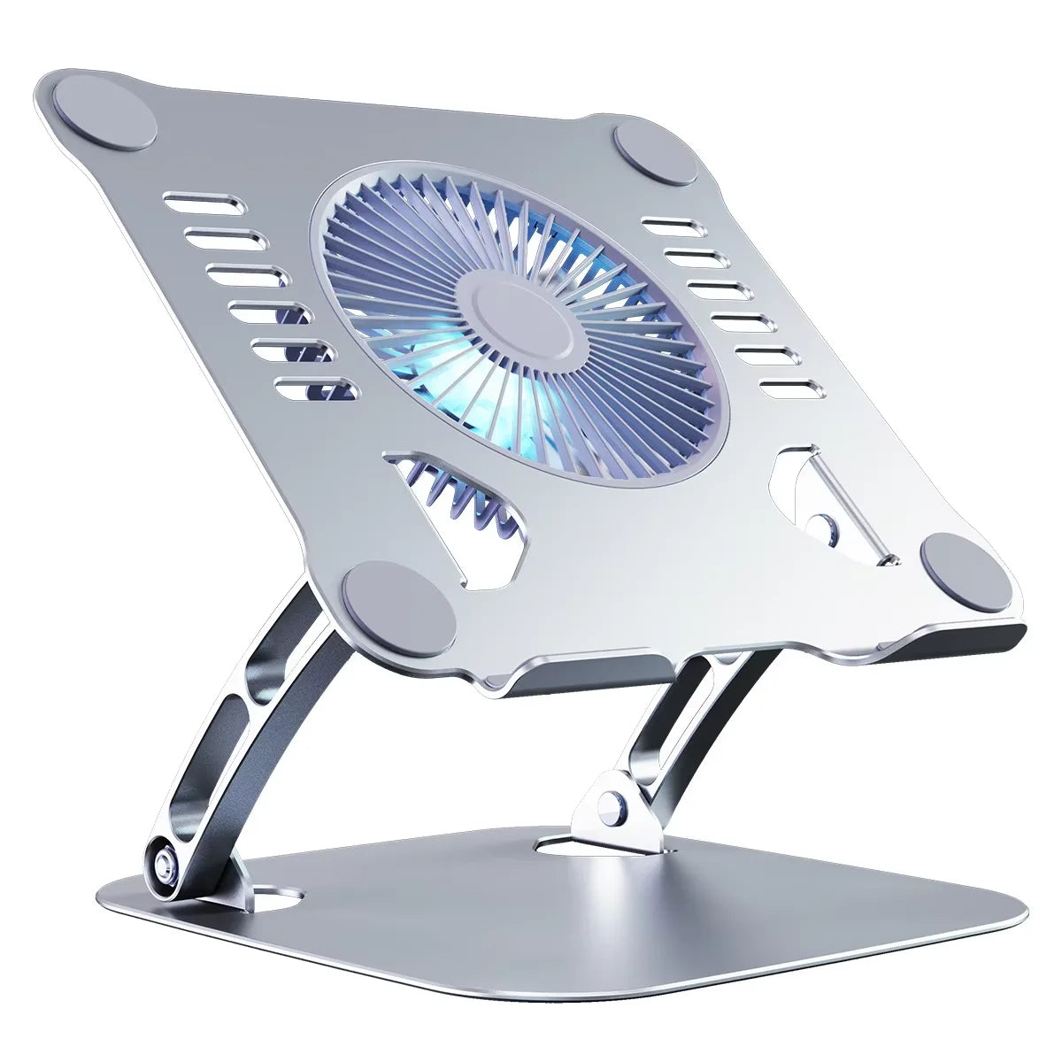 Adjustable Aluminum Laptop Stand With Cooling Fan 360 Rotation Foldable Ergonomic Laptop Holder for Office Business Gift OEM ODM