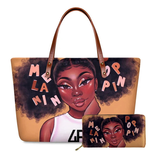 Young Ladies Handbags Black Art American African Girls Printed Popular Hand Bags Women Handbags Lady Fashion Designers Handbags