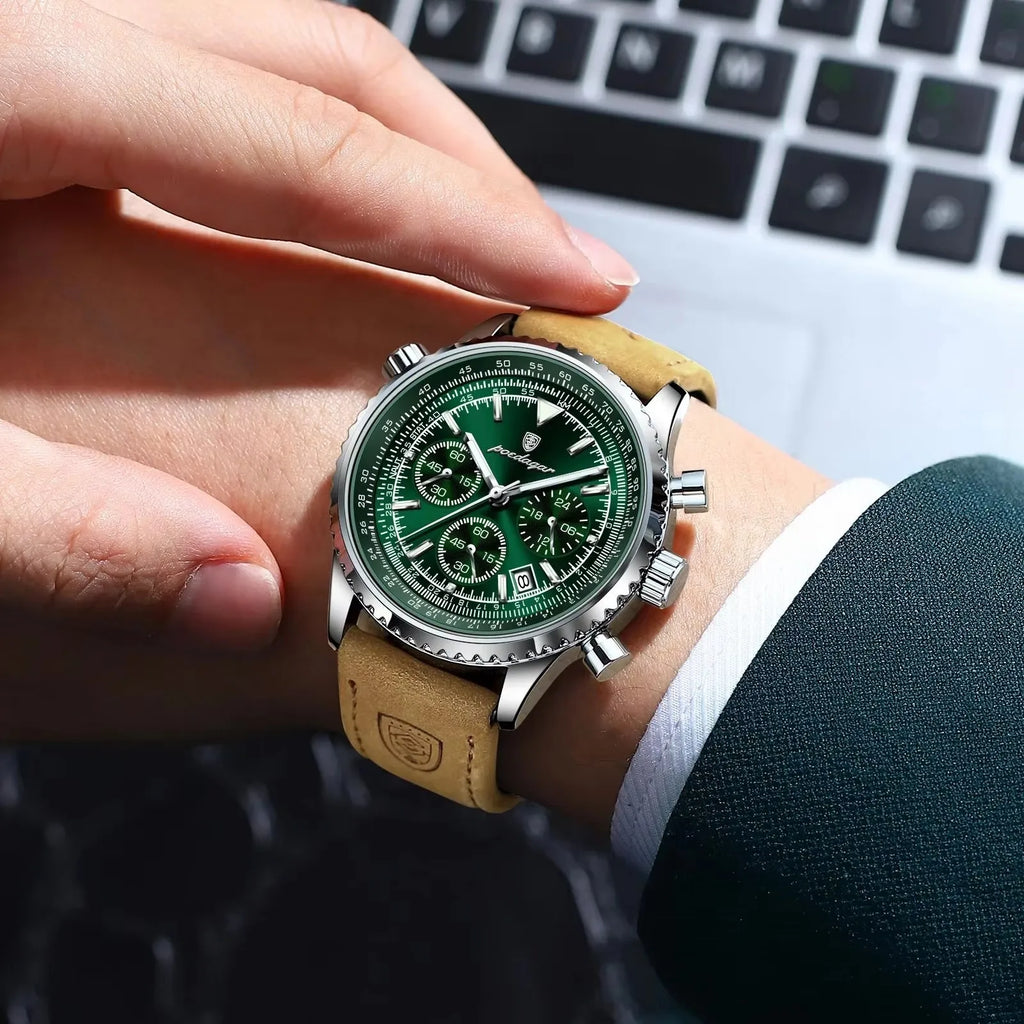 POEDAGAR 960 Luxury Watch for Men Sport Quartz Leather Men's Watches Waterproof Luminous Date Chronograph Man Watch 2025