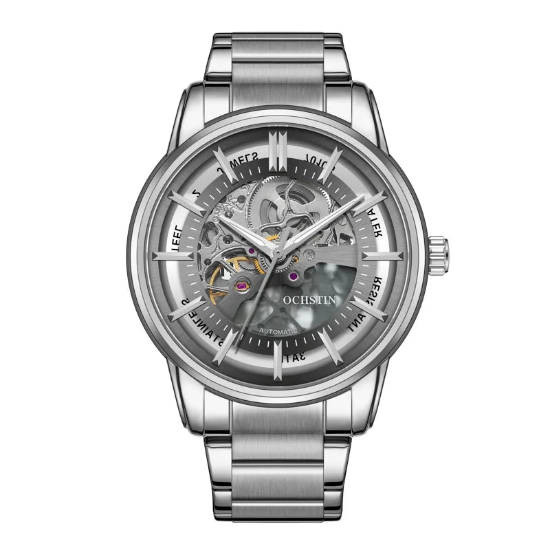 OCHSTIN 7010B Men's Watches Automatic Movement Mechanical Outdoor Waterproof Hollow Out Dial Luminous Hands Wristwatch for Male