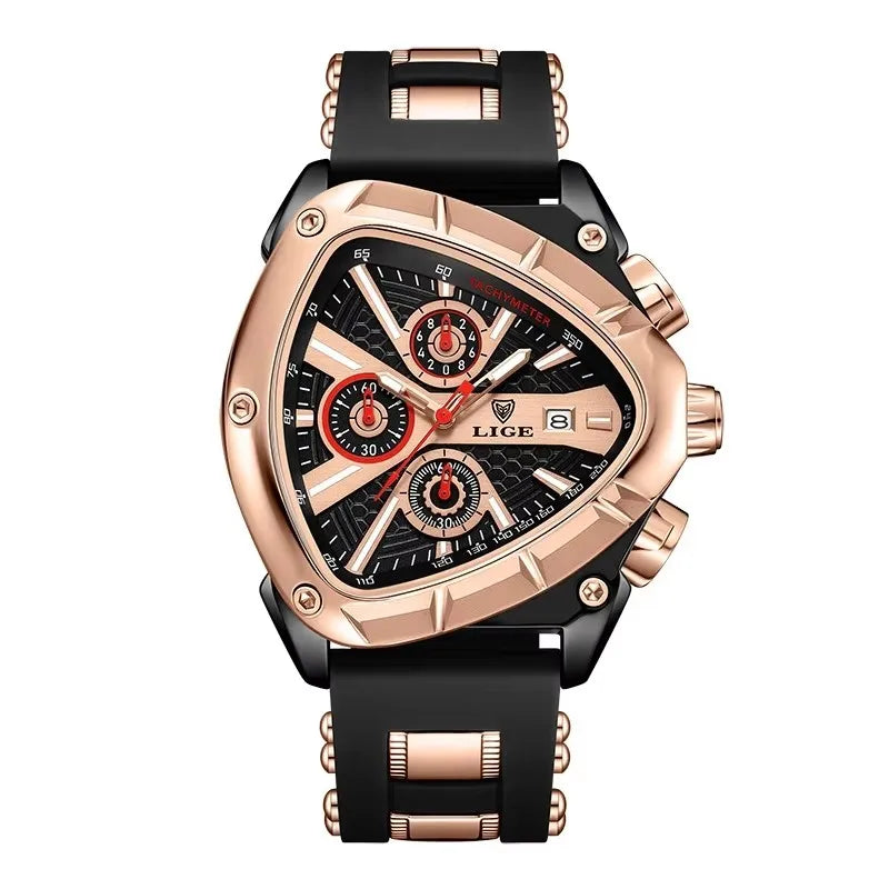 89103 Men's Watches LIGE Top Band Luxury Quartz Watches Creative Triangle Sports Chronograph Watch for Man Waterproof Male Clock