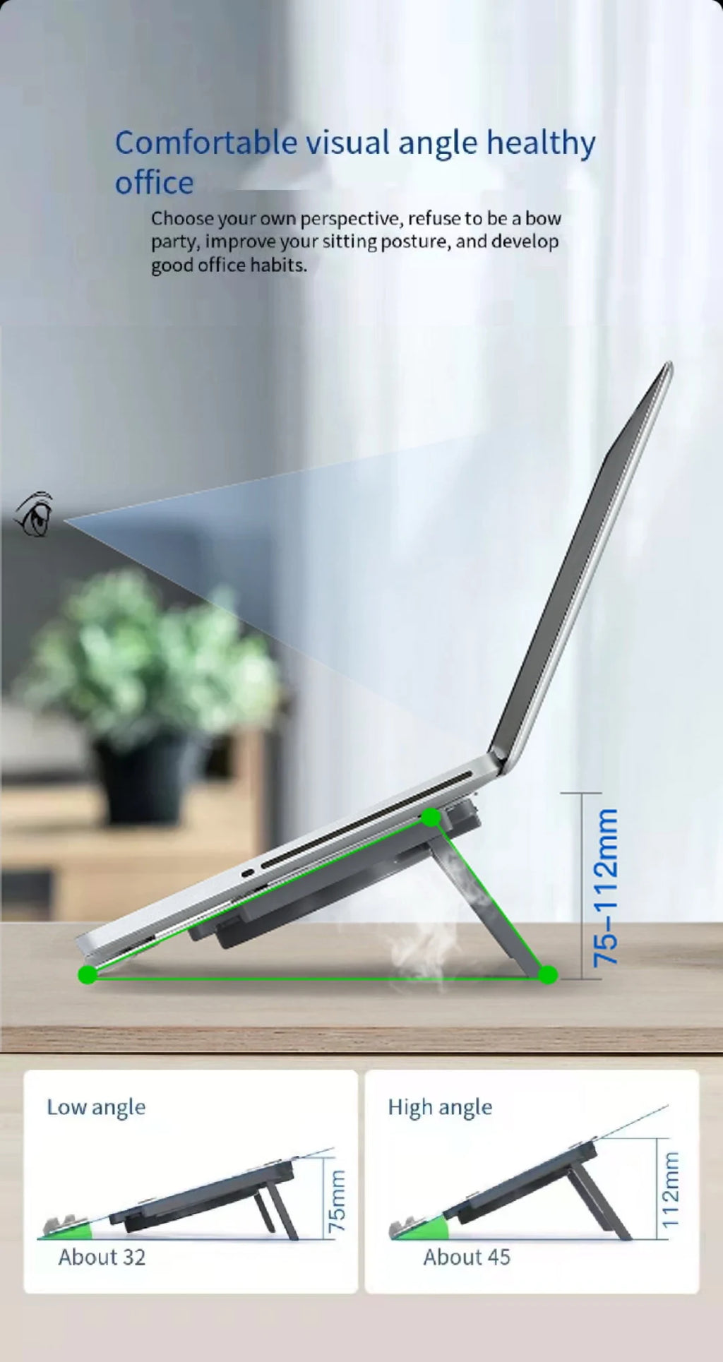 Aluminium Alloy Computer Holder with Cooling Fan Portable Laptop Stand Laptop Cooler for Desk