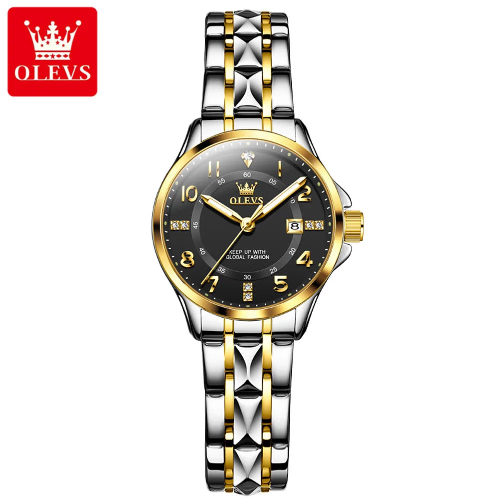 OLEVS 2910 New Luxury Quartz Watch 40mm Diamond Number Dial Men's Watches Waterproof Luminous Calendar Man Smartwatches