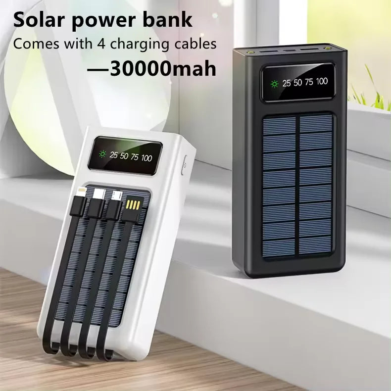 Wholesale Travel Portable With Cable Dual USB Dual Input Port High-capacity 30000mah Solar Power Bank