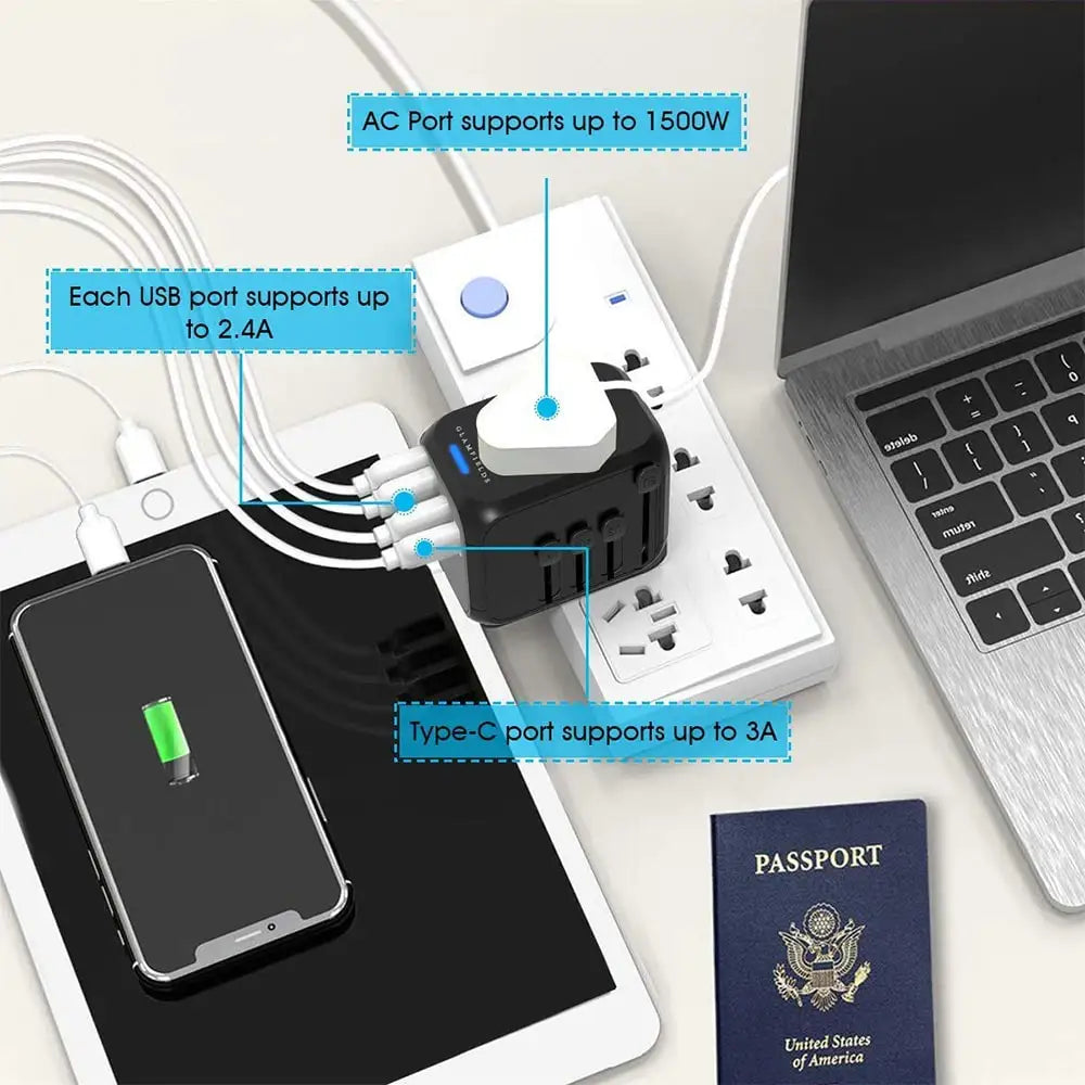 Multinational UK BS 5733 Japan Universal Travel Adapter 10A/250V Smart Home Product for International Travel