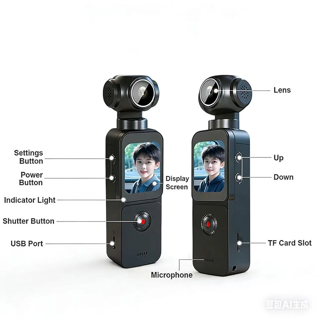 2026 New Touch Screen Action Camera WiFi Multi-function 4K 270 Degree Support Face Tracking Function Sport Pocket Action Camera