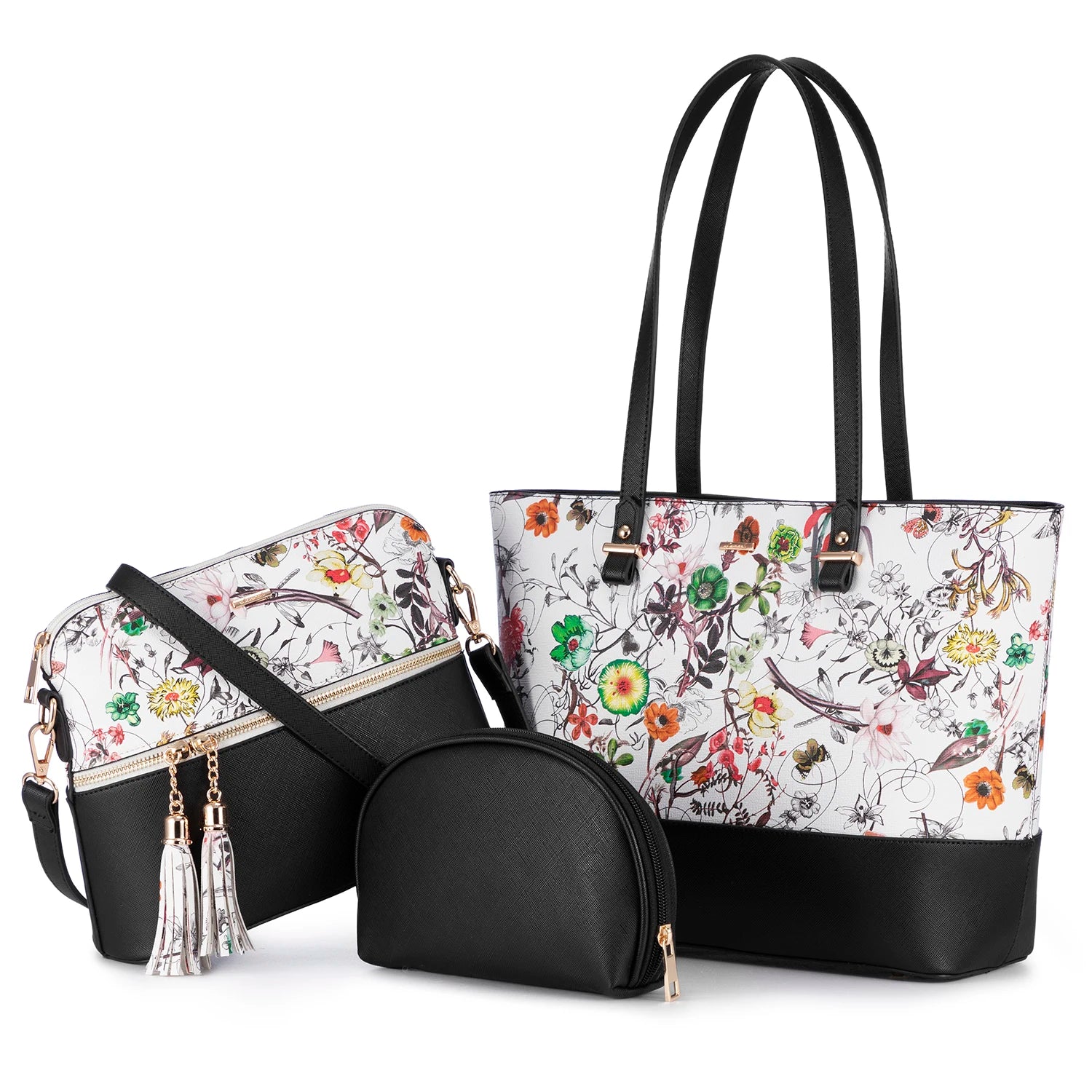 LOVEVOOK Wholesale Boutiques Luxury High Quality PU Material 3 Pieces Handbag Sets Shoulder Bag Wallet Ladies Women Handbags