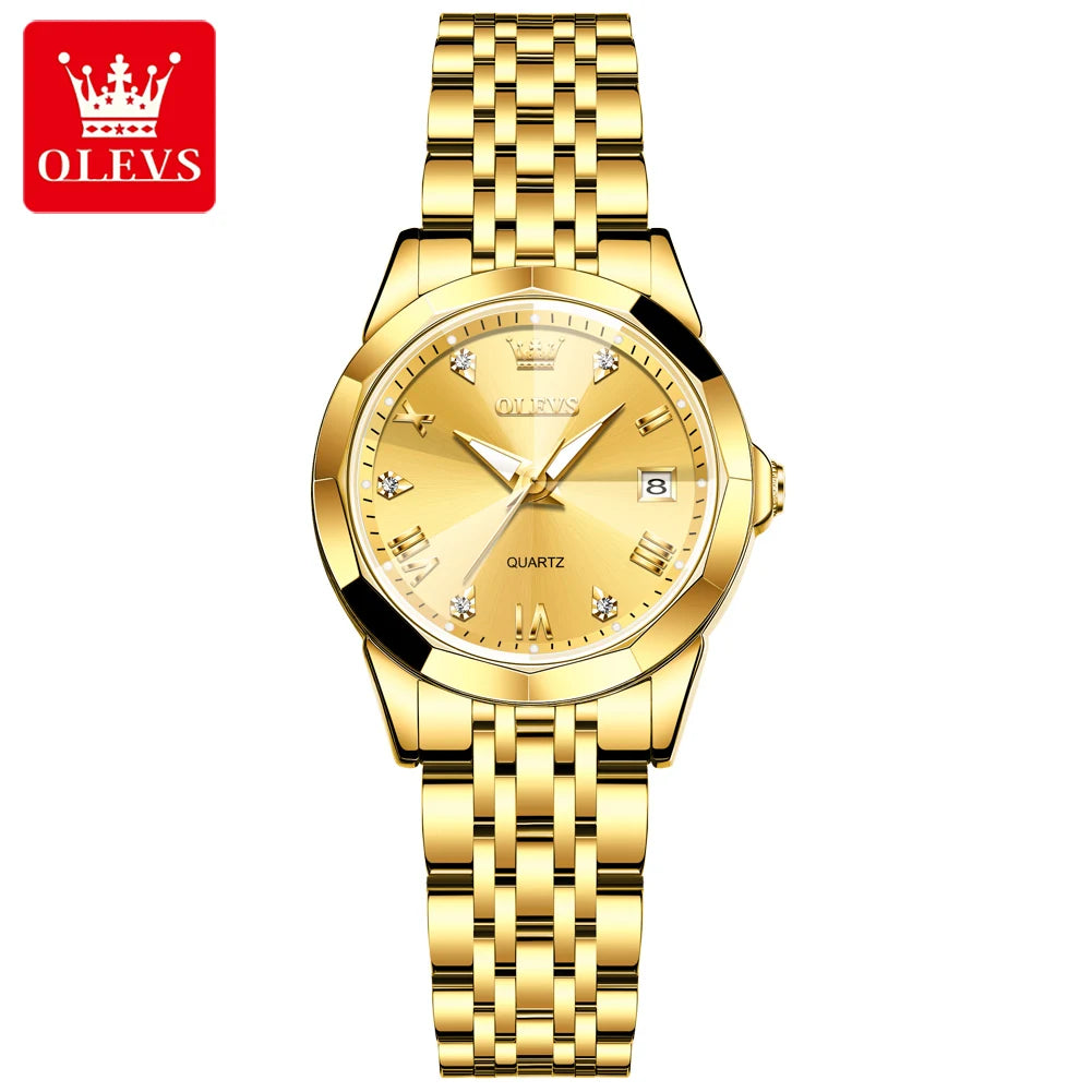 OLEVS 9931 Top Brand Women's Watches Elegant Rhombus Mirror Original Quartz Smart Ladies Wristwatch Stainless Steel Waterproof