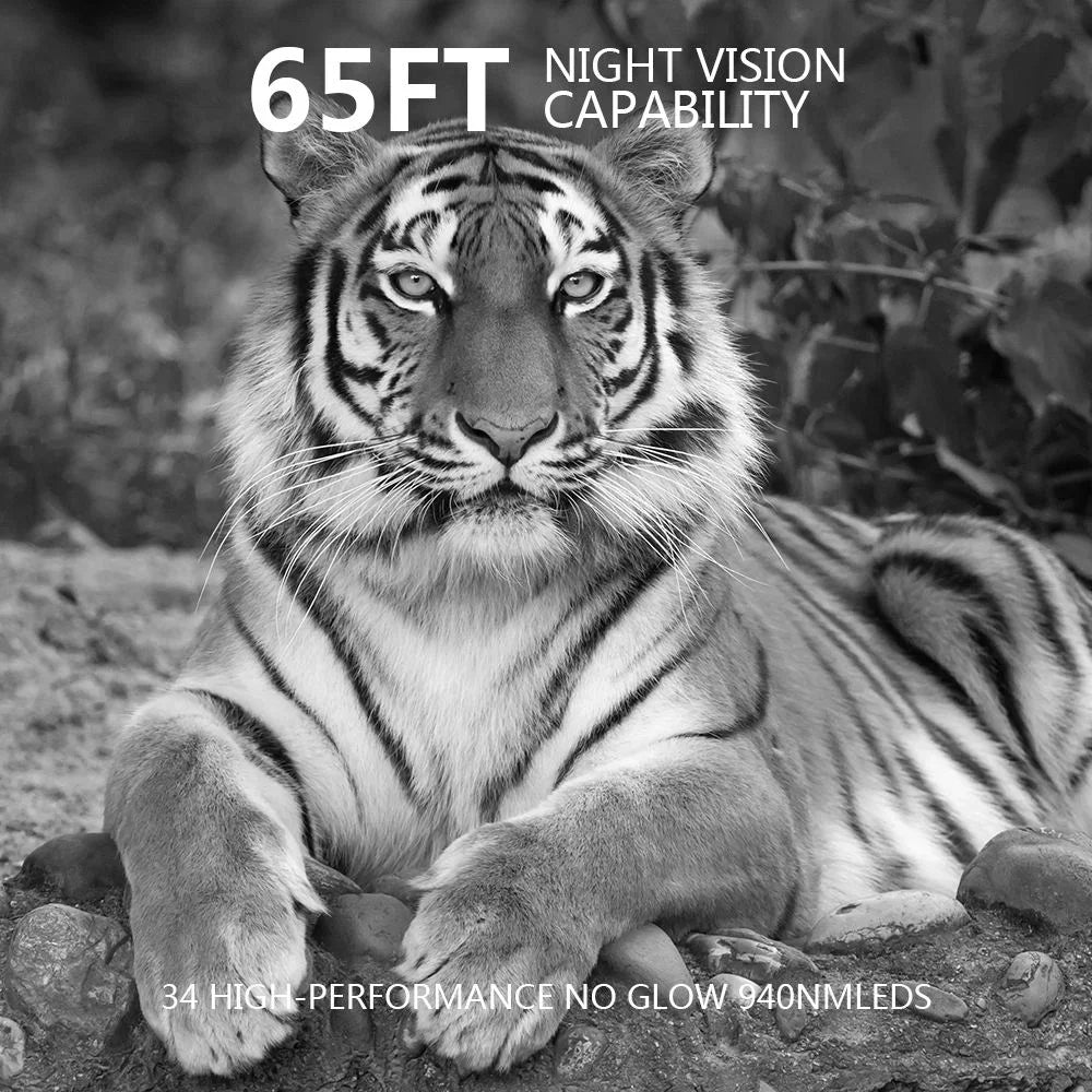 Waterproof IP66 2.7K Full HD 58MP CMOS Sensor Hunting Camera with Wide Angle Night Vision and Infrared Tracking