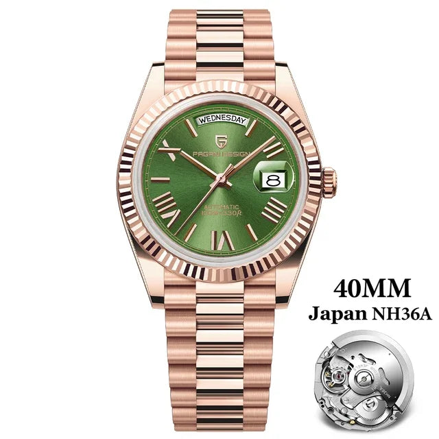 PAGANI DESIGN Men's Watches DD40 RoseGoldBrown Luxury Automatic Watch Men TMI NH36 Date Week Mechanical Watches for Men 2026 New