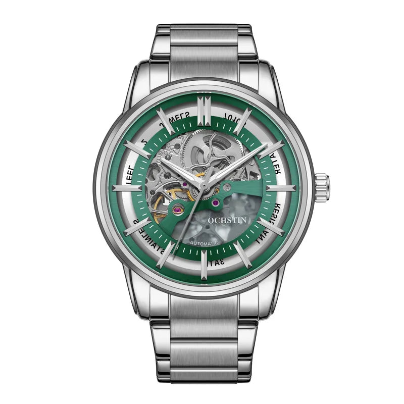 OCHSTIN 7010B Men's Watches Automatic Movement Mechanical Outdoor Waterproof Hollow Out Dial Luminous Hands Wristwatch for Male