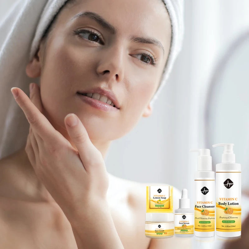 Vitamin C Skin Care Set for Brightening Anti Aging Skin Care Serum Whitening Face Cream