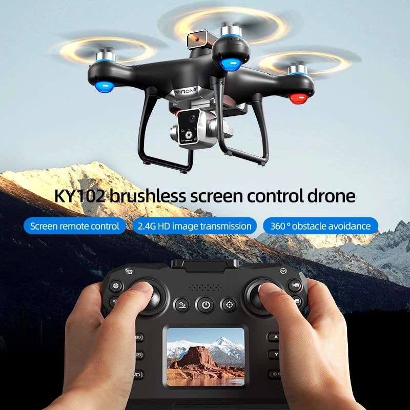 KY102 MAX Drone 4k Camera WIFI Optical Flow Positioning Obstacle Avoidance Brushless Motor Helicopter Drone with Screen Remote