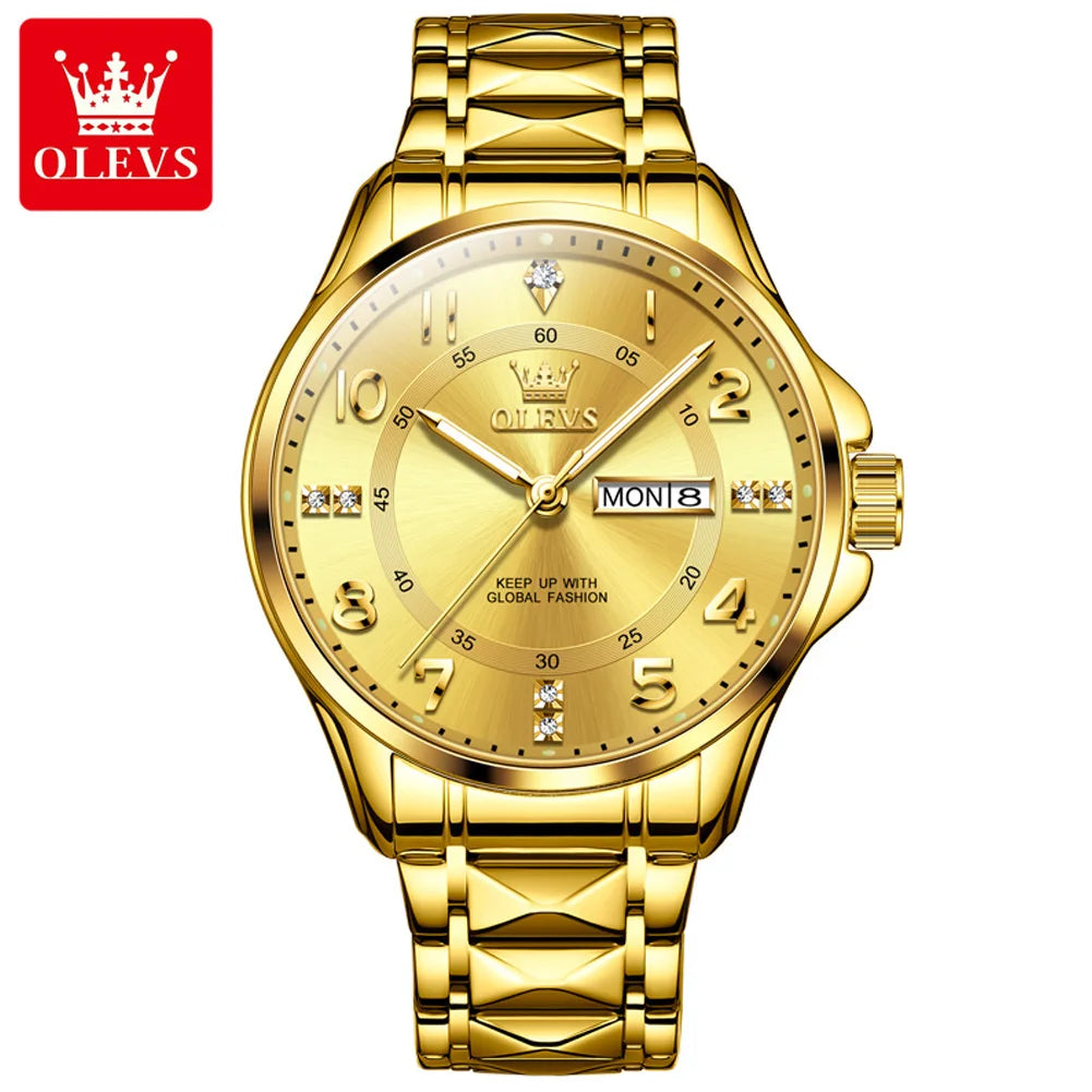 OLEVS 2910 New Luxury Quartz Watch 40mm Diamond Number Dial Men's Watches Waterproof Luminous Calendar Man Smartwatches