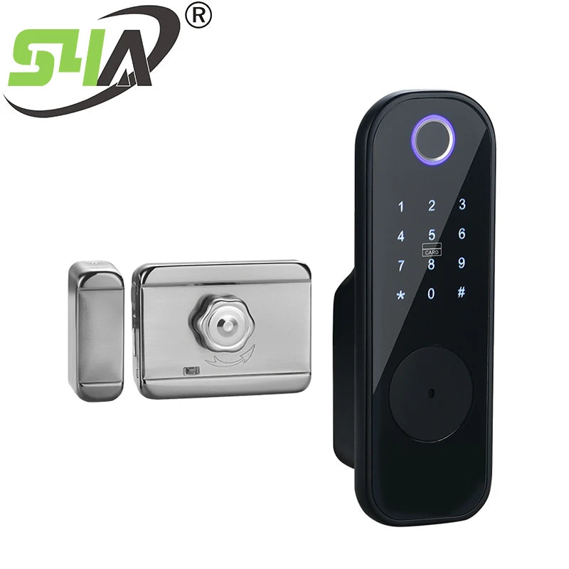 Double Cylinder Smart Home Electronic Smart Garage Outdoor Fingerprint Door RIM Lock TUYA Sart Locks