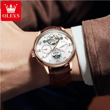 OLEVS 7009 New Moonswatch Mechanical Watch for Men Waterproof Automatic Man Hand Clock Calendar Fashion Business Men's Watches