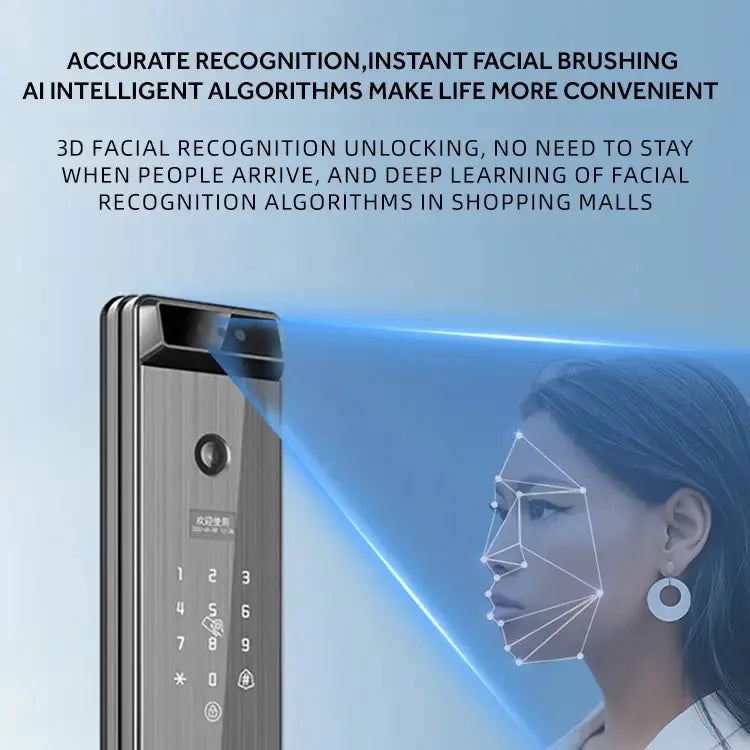Smart Home Security 3d Face Door Lock Mobile Phone App Fully Automatic Wifi Tuya Fingerprint Smart Lock With Camera
